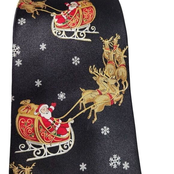 Hallmark Holiday Traditions Mens Christmas Neck Tie 57" Necktie Santa Reindeer - Picture 3 of 12